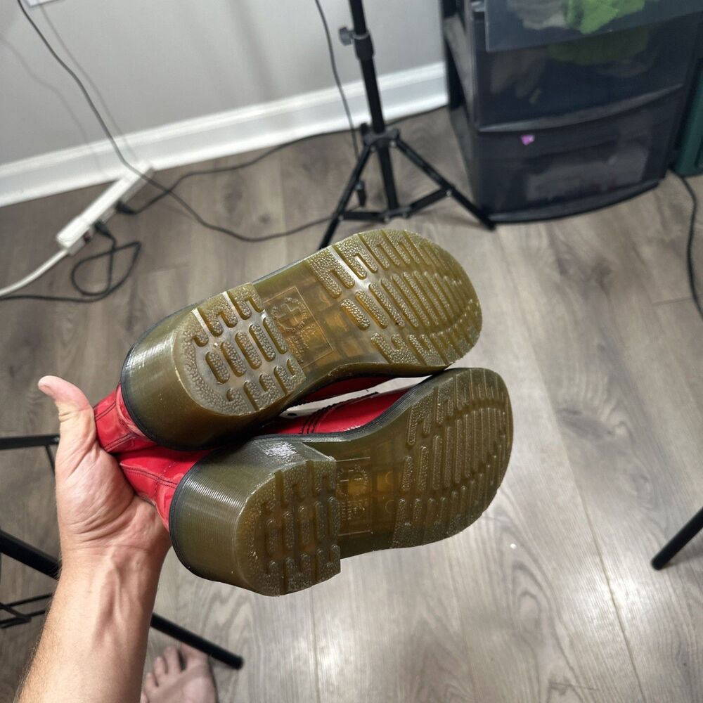 Dr Martens Red Clemency Patent Leather Heeled Boots 8 Eye Women's Size 7 Nice - Picture 7 of 8